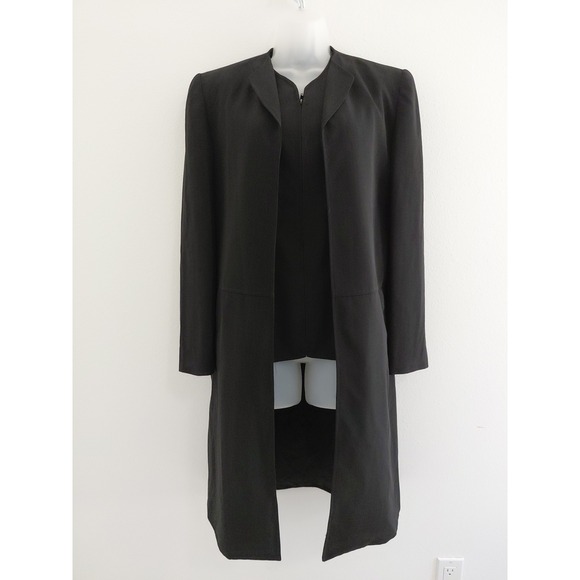 Halston Heritage Jackets & Blazers - Halston Set Vest Long Jacket Womens 8 Vintage Black Lagonlook Minimalist Career
